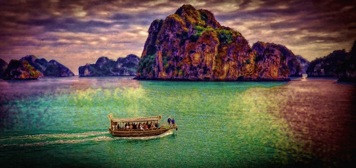 boats colours green halongbay holidays karst mangojouneys seascapes topazlabs vietnam