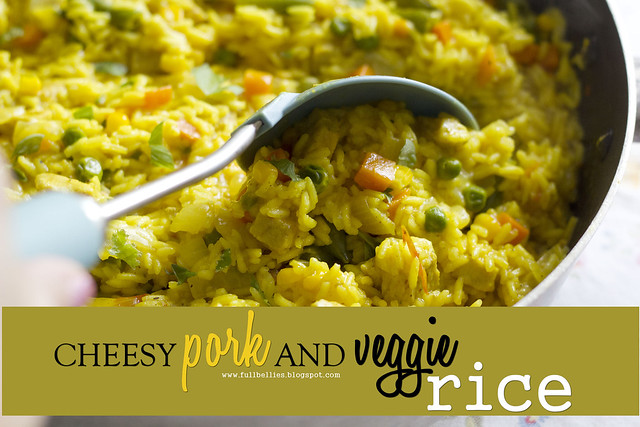 Cheesy pork and veggie rice