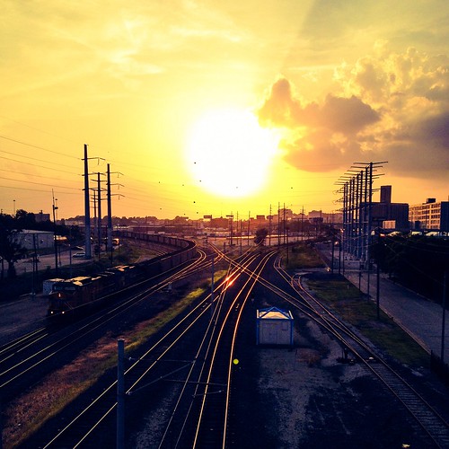 sunset sun silhouette train square glow traintracks stlouis midtown stl iphone southgrandblvd