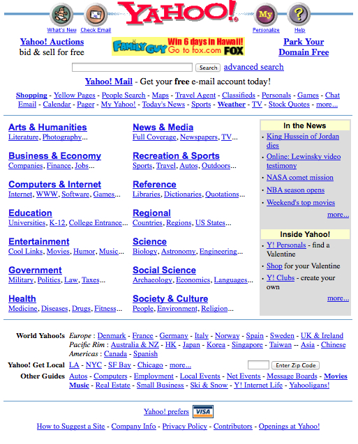 Yahoo! early morning of March 3, 1999