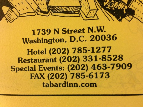 Tabard Inn address and contact numbers