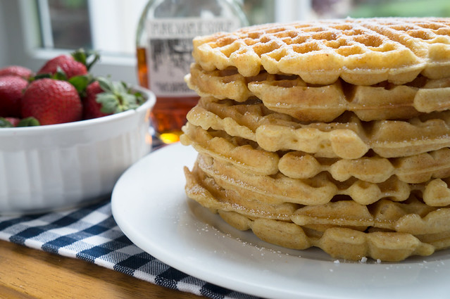 Stack of waffles, ready to eat | Striped Spatula