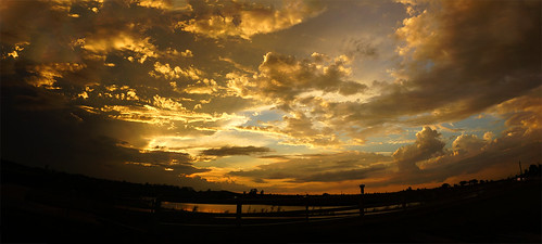 sunset sky panorama distortion storm clouds evening