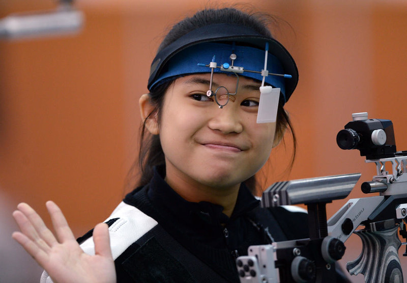 Martina Veloso, shooter representing Singapore at Nanjing 2014 (picture via Xinhua)
