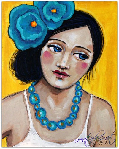girl with blue flowers - art by Regina Lord