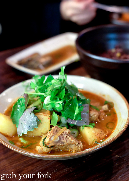 Gamja tang pork ribs stew at Kim Restaurant, Potts Point