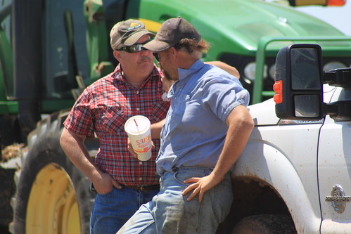 Dad and Farmer Mike, conversing.