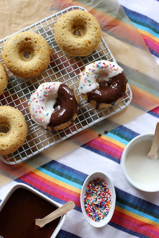 Black and White Brown Butter Baked Doughnuts