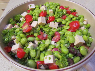 Mediterranean 'Lima Bean' Salad with Tomatoes, Kalamata Olives and Marinated Tofu