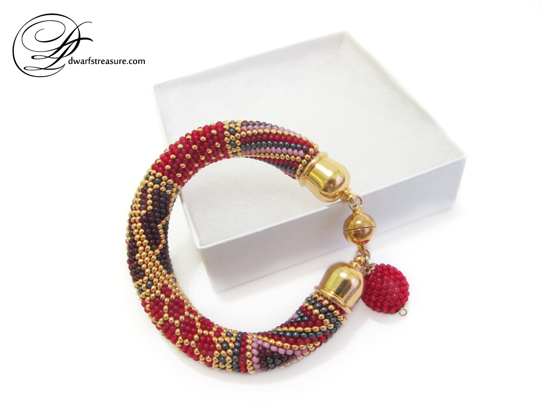 Amazing multicolored glass bead custom bangle in white box