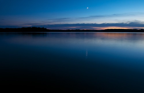 sunset vacation moon lake dawn pond maine