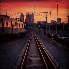 Train to #Perth heading for a hazy sunset #iphoneonly