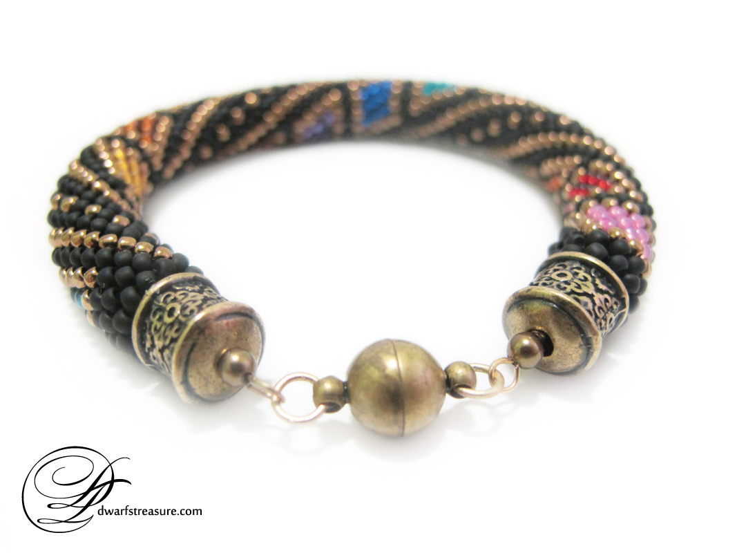 Dream multicolored beaded glass statement bracelet