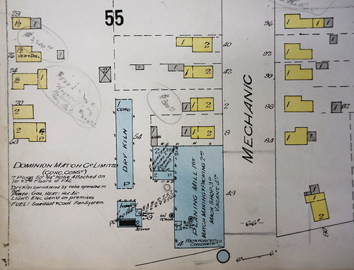 Detail of fire insurance plan showing the Dominion Match Company