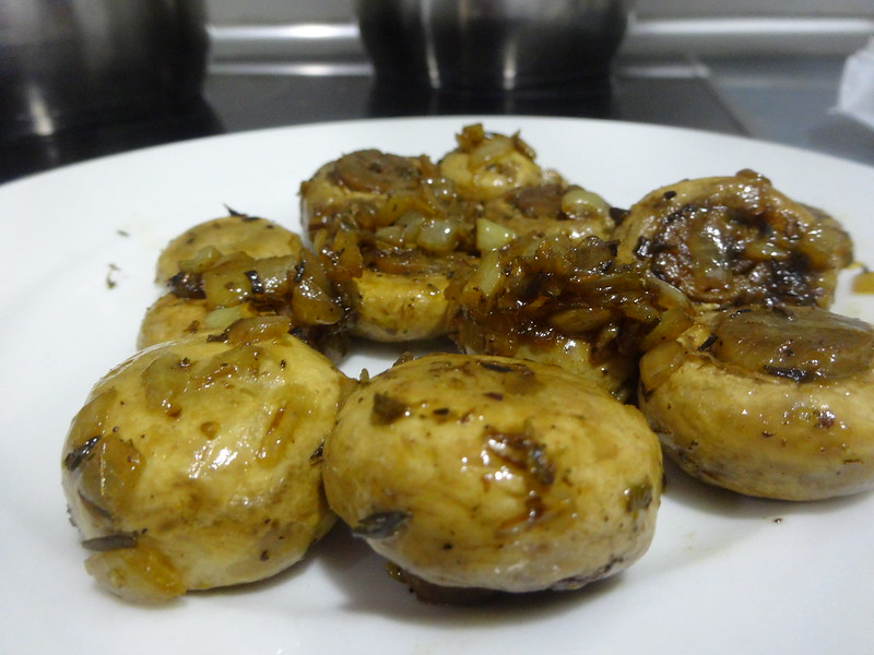 Homemade shrooms with garlic and white wine.
