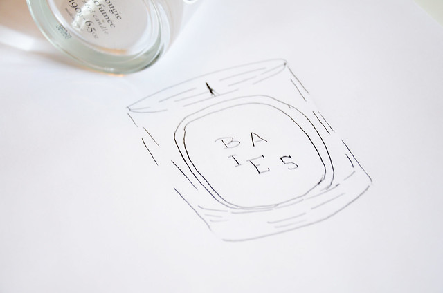 DIY sketch your own diptyque candle prints in black and white for wall art