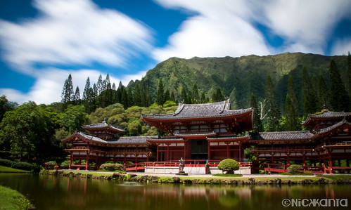 longexposure trees summer sky mountains color reflection water architecture clouds buildings temple hawaii nikon oahu le valleyofthetemples byodointemple d90 outdoorphotography tamron1750 10stop hawaianislands