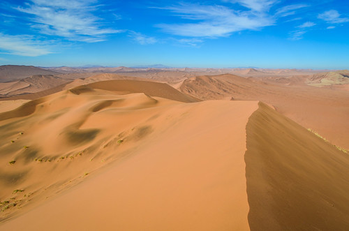 On the top of the highest sand dunes of the Namib desert, Namibia