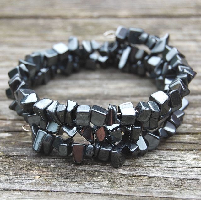 Gemstone spiral bracelets - Hematite
