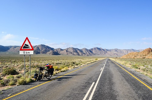 Cycling along the Namuskluft mountain range, southern Namibia