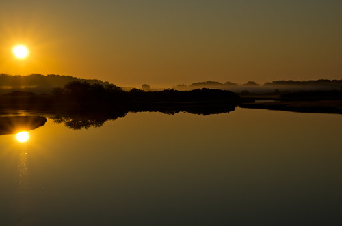 summer sky sun mist water sunrise reflections maine wells drakesisland wellsme