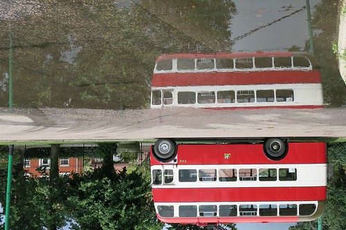 rain reflections upsidedown trolleybus eatm eastangliatransportmuseum belfasttrolleybus246