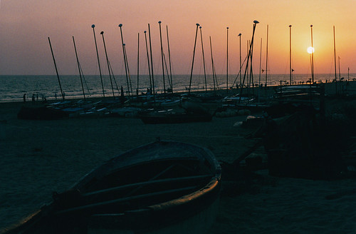 travel sunset landscape boat spain huelva matalascañas