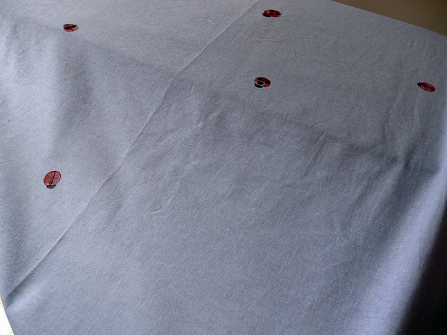 Hand Printed Fabric Swap Ladybird Chambray