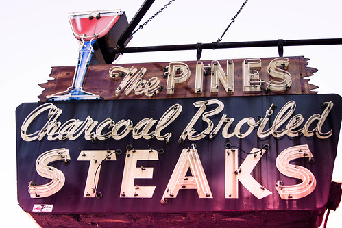thepines forestpark illinois neon sign signage vintage retro americana lounge steakhouse