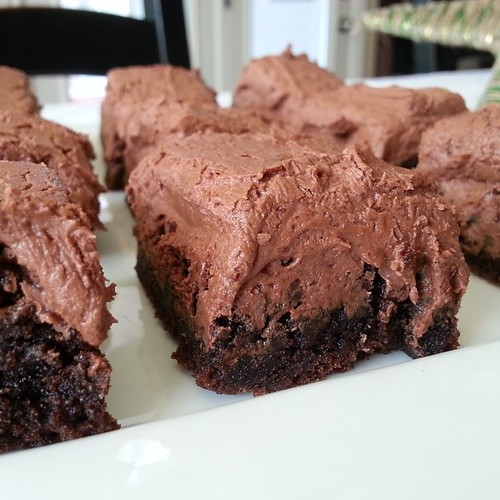 Brownies with chocolate malt frosting.  Time for another party!   #saturdayispartyday