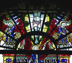 Henry Wood memorial window: angels at the foot of the cross