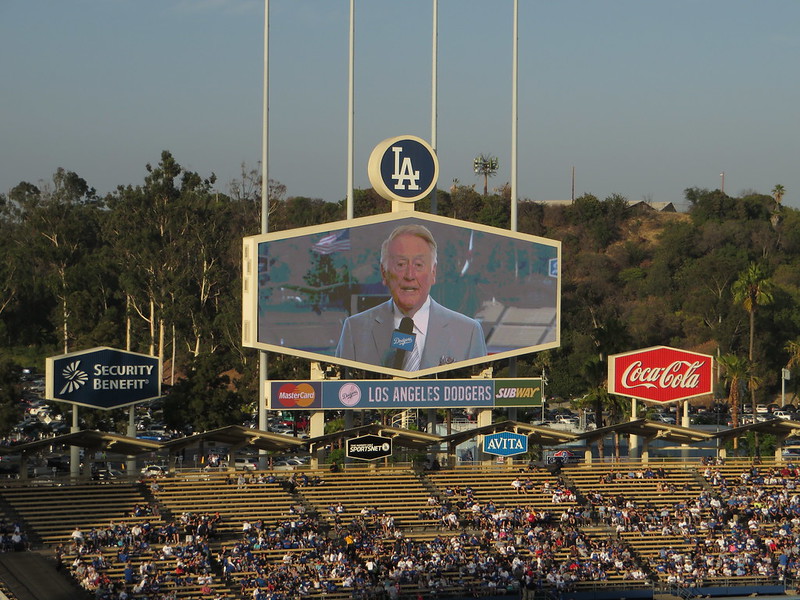 Vin Scully, Voice of the Los Angeles Dodgers, Dodger Stadium, Los Angeles, California