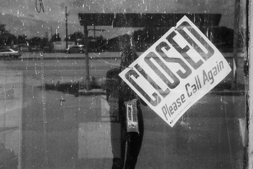 blackandwhite bw reflection abandoned film sign spring colorado closed afternoon summicron m6 2014 eads ilfordfp4plus 35mmf2 iso125 whatimseeing