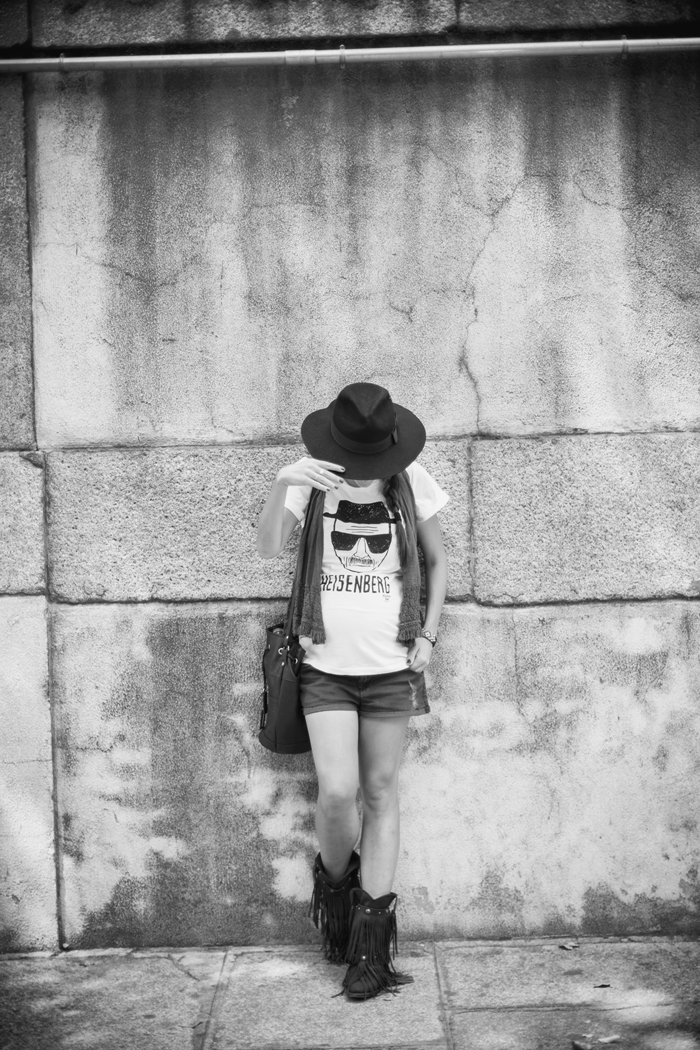 street style barbara crespo heisenberg romwe tshirt tee fashion blogger outfit blog de moda