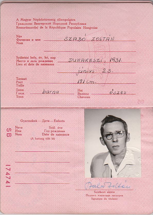 Cestovný pas Maďarsko, vydaný v roku 1972