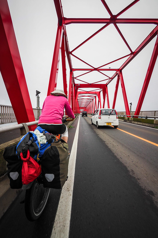 The famous red bridge in Akkeshi, Hokkaido, Japan