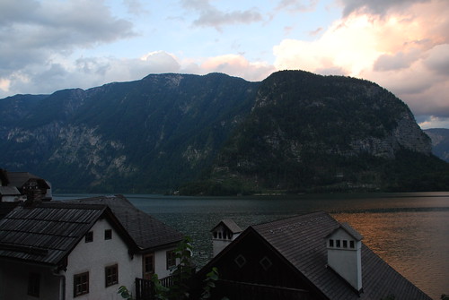 sunset lake mountains alps austria hallstatt hallstattersee