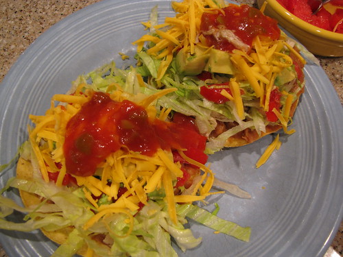 Chicken Tostadas with all the fixins