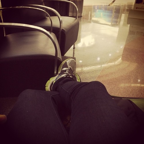 This is what sleeping in an airport looks like. I'm ready to head to Savannah now, but I still have an hr. #fitbloggin