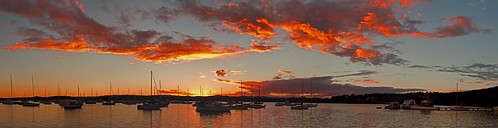 sunset lake water clouds pier valentine yachts macquarie