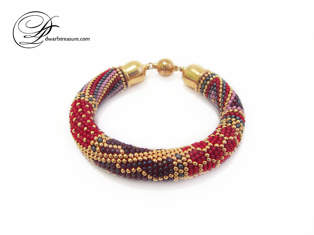 Exclusive multicolored beaded crochet rope bracelet