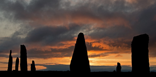 sunset silhouette clouds evening scotland spring orkney mainland stonecircle ringofbrogdar