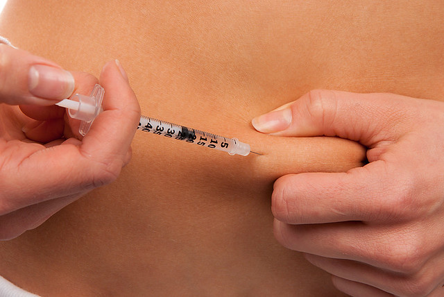 Diabetes injecting insulin syringe