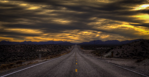 hdr road sunset clouds