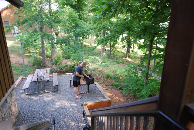 Grilling and chilling area outside cabin 11