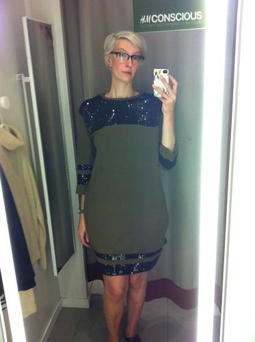 H&M A/W 2014 Studio Collection khaki and black sequined dress