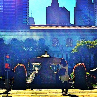 My mornings see me getting off right about here-- and at times I can't avoid the compulsion to snap a pic before heading to work.  In every season, in every kind of weather, there's always something camera-worthy here.  #bryantpark #mynyc #mynewyork #Manh