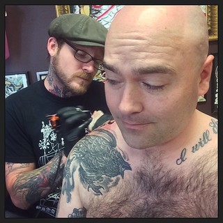 Getting the Junod one last time (In Charleston) #holycitytattooingcollective #tattoo #IWantYourSkull #nipslip #organicsweater