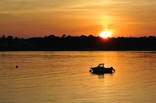 sunset france nature landscape boat brittany benodet