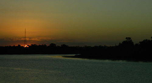 sunset tower silhouette forest river crossing steel fitzroy calm days end waters toonooba